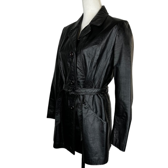 Women’s Genuine Leather Belted Button Up Jacket - Picture 4 of 11